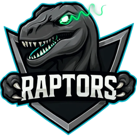 Raptor mascot logo with glowing green eye